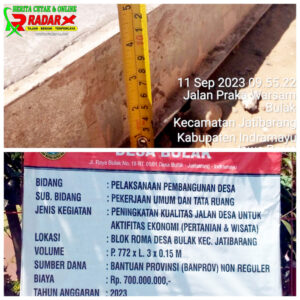 Anggaran Banprov Jabar Diduga Rawan Korupsi, Pelaksanaan Jalan Rabat Beton Desa Bulak Jadi Saksi