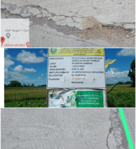 Miris Hasil Pekerjaan Proyek Rabat Beton di Banyuwangi belum Setahun Sudah Retak-Retak dan Bergelombang