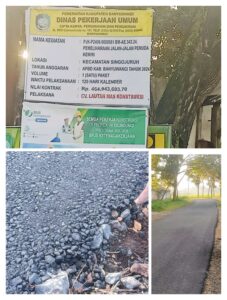 Anggaran Hampir Setengah M, Hamparan Hotmix di Jalan Kemiri Singojuruh Sangat Tipis