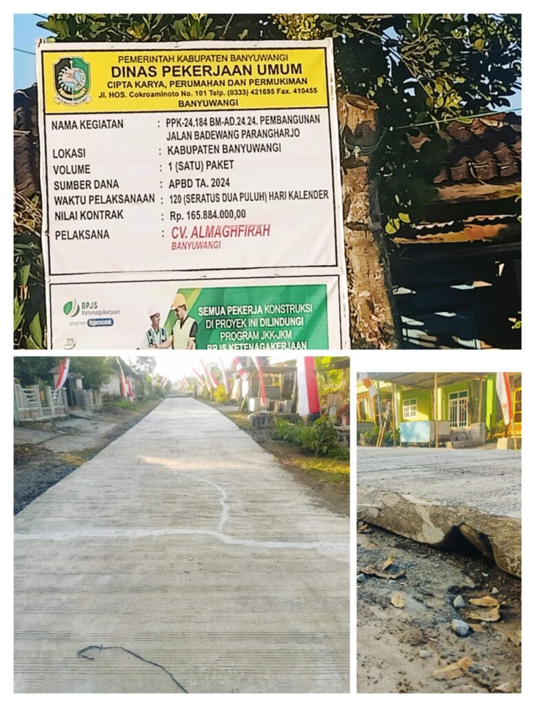 Pekerjaan CV Al Maghfirah Rabat Beton diduga tidak Sesuai spesifikasi