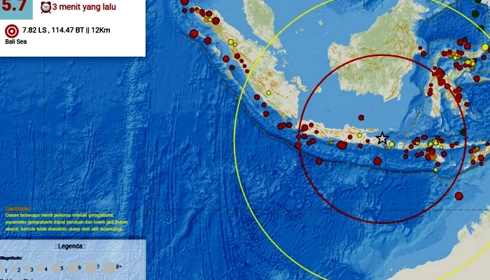 Gempa 5,7 Magnitudo Guncang Banyuwangi, Tak Berpotensi Tsunami