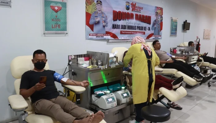 Polres Jember Warnai HUT Humas Polri ke-74 Aksi Donor Darah, 57 Kantong Terkumpul