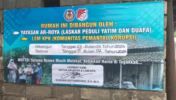 Aksi Sosial LSM KPK dan AR-ROYA, Pembangunan Rumah “DIFABEL” Selesai Dibangun