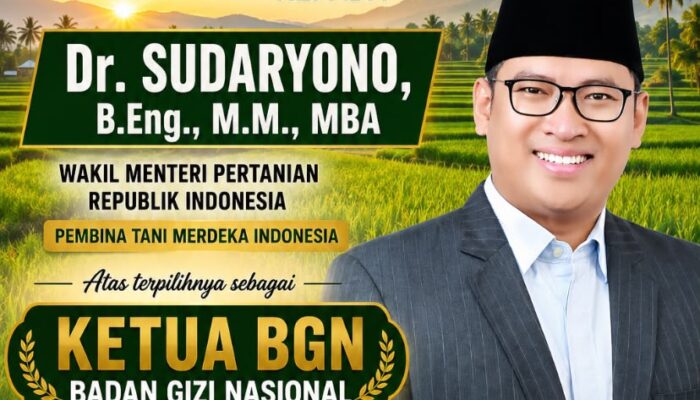 Terpilih Sebagai Kepala BGN, Ketua DPD TMI, Ucapkan Selamat Kepada Dr. Sudaryono