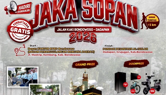 JAKA SOPAN 2026 Siap Digelar, Jalan Kaki Bondowoso–Dadapan Hadiah 6 Tiket Umroh