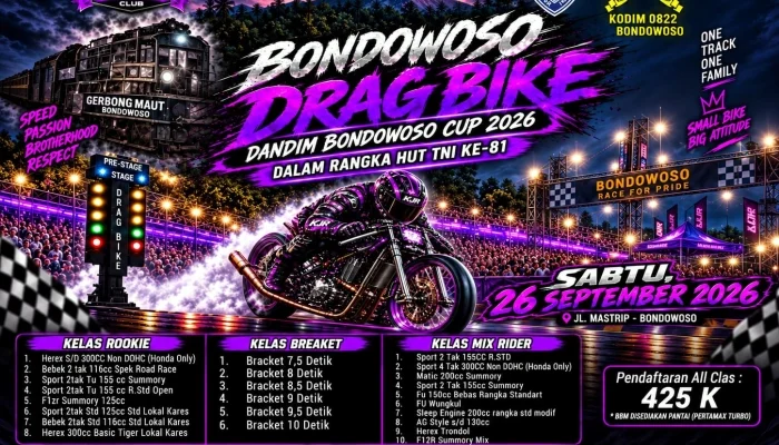 Bondowoso Drag Bike Dandim Cup 2026 Siap Meriahkan HUT TNI ke-81