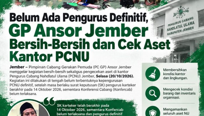 PCNU Jember Belum Punya Pengurus Definitif, GP Ansor Bersih-Bersih dan Amankan Aset